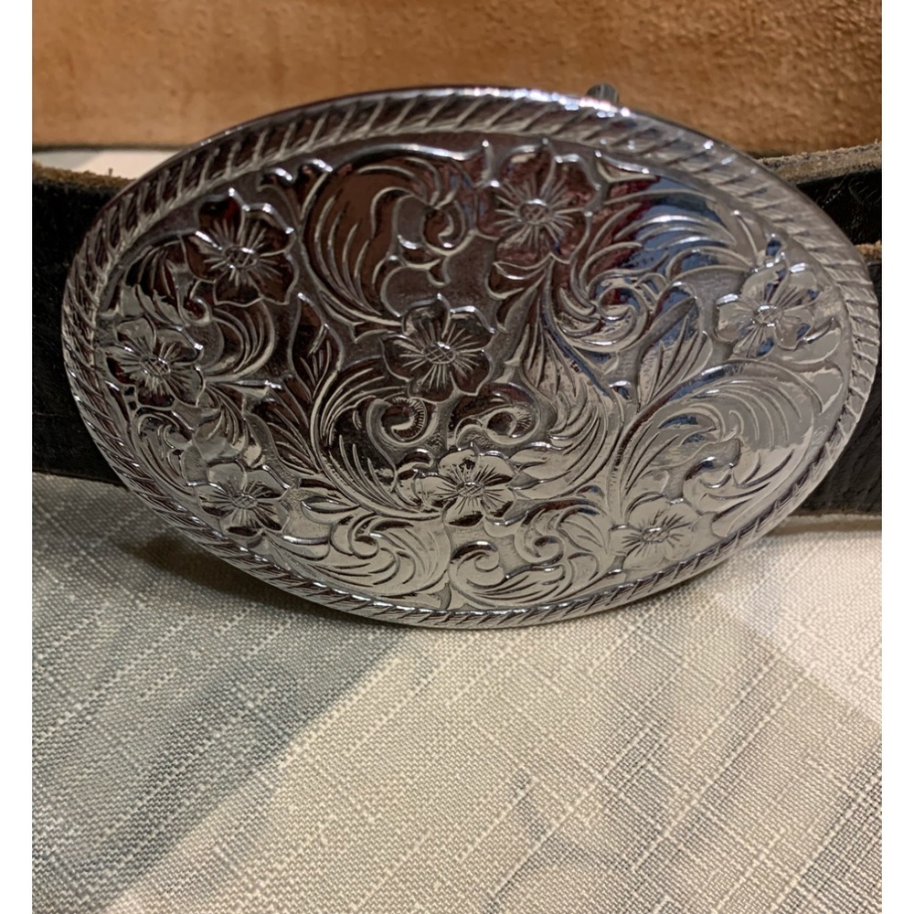 Vintage Western Leather Belt with Buckle